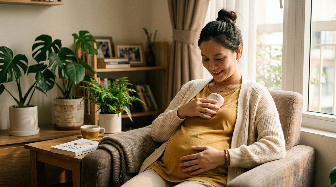 máy làm ấm ngực cho mẹ bầu
