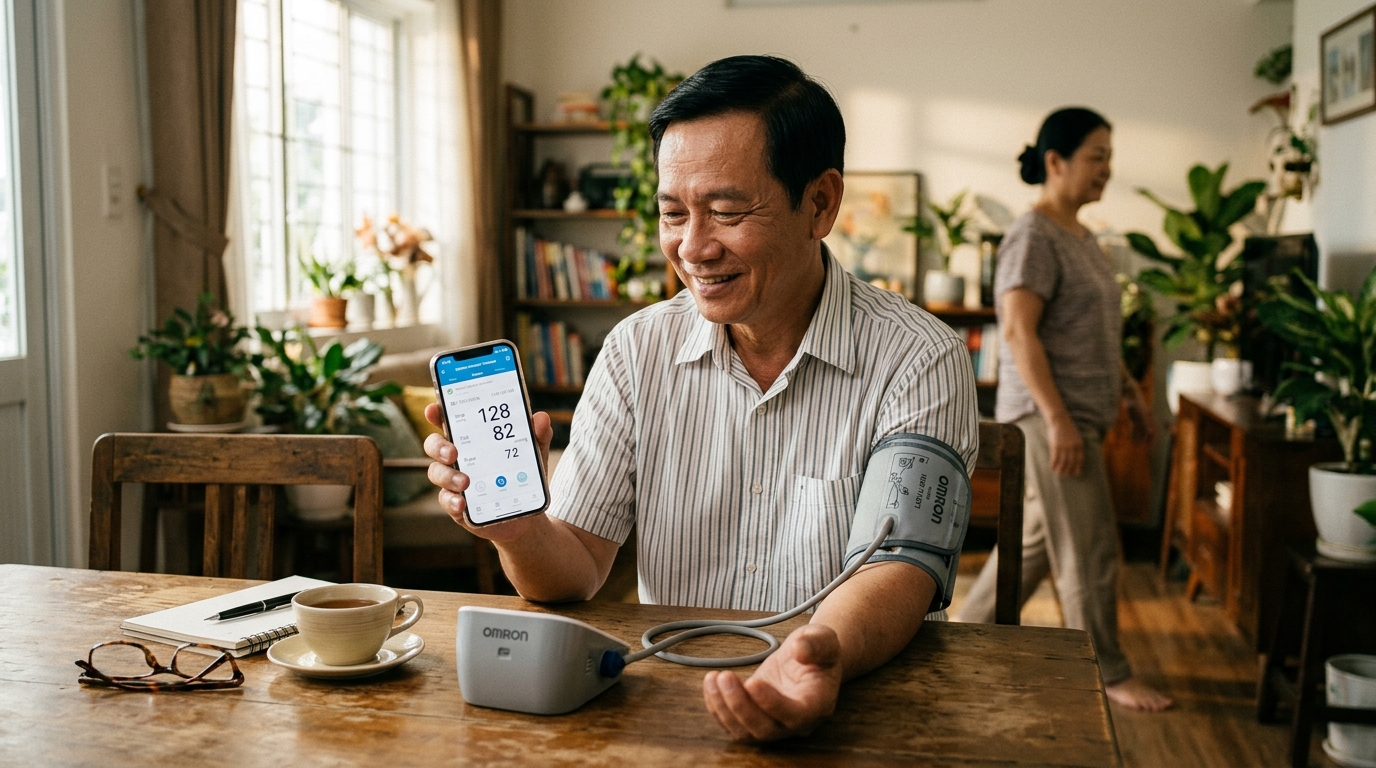máy đo huyết áp Omron kết nối điện thoại